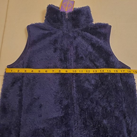 NWT Emily Stacy Womens Missy Fleece Blue Zip Up Teddy Vest w/Pockets - M - Picture 10 of 14